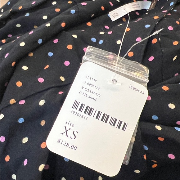 NWT Free People polka dot button down dress black with color dots xs - Picture 2 of 6